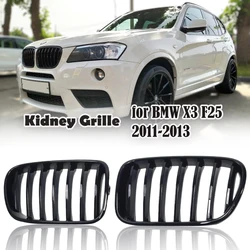 ABS Gloss Black Front Bumper Kidney Grille Racing Grill  For BMW X3 F25 2010 2011 2012 2013 Car Accessories 1 Line Replacement