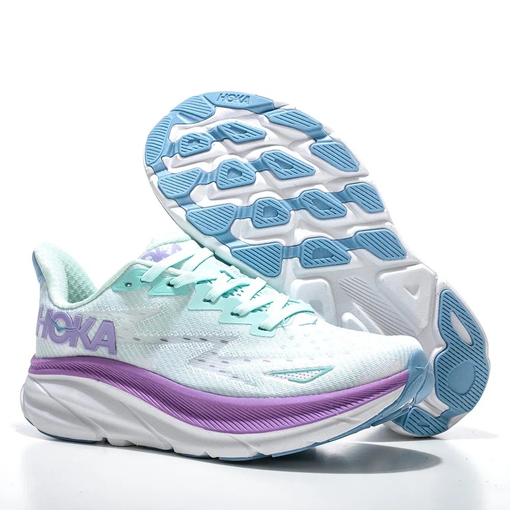 HOKA ONE ONE Clifton 9 Women and Men Fog Purple Fabric Non-slip Wear-resistant Low-top Running Shoes 1132211-SOLM