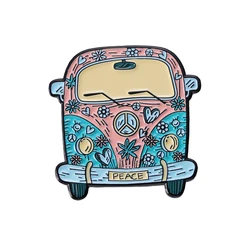 Cartoon Car Enamel Pin Lapel Flower Bus Metal Badges Hat Sweater Custom Gift Men Women Friends Lapel Jewelry Accessories