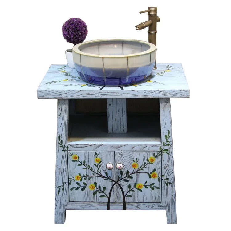 

Retro small unit Chinese style American style countryside painted washbasin combination