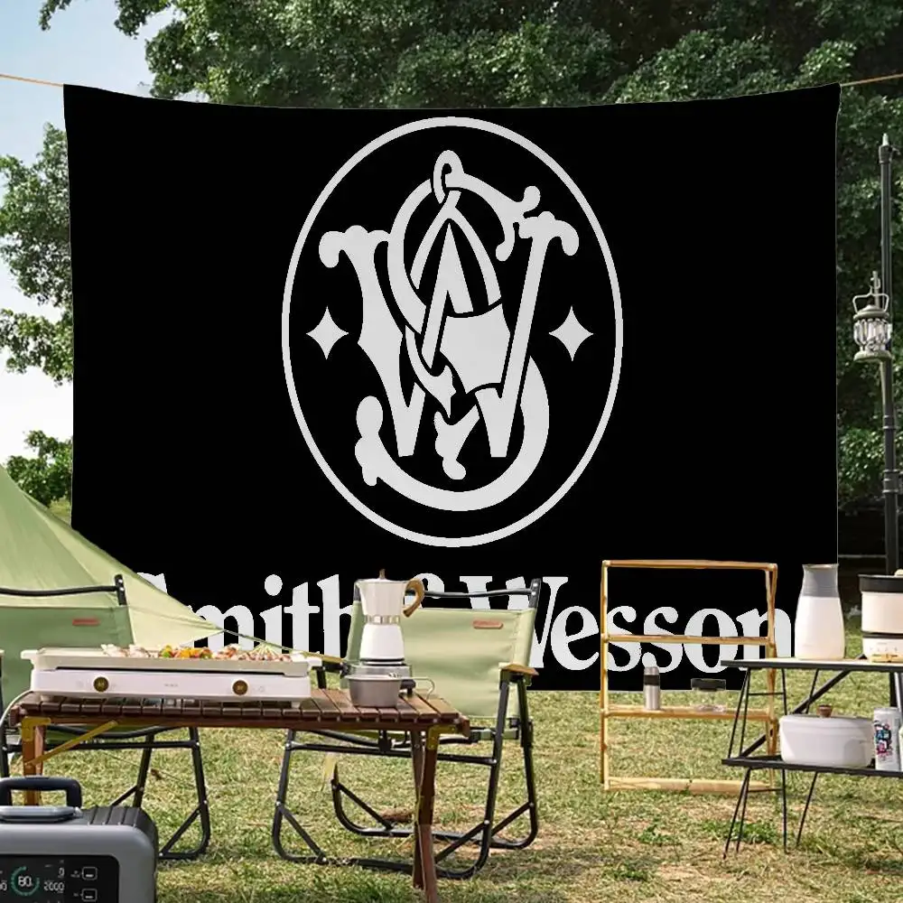 GUN Smith Wesson Colorful Flag Wall Hanging Bohemian Wall Banner Mandala Indoor Art Decor