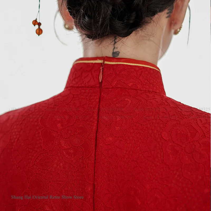 Plus Size 3XL 4XL Cheongsam Tops Chinese Traditional Mandarin Collar Tang Style Shirt Coat Lace Chinese Style Women Qipao Blouse