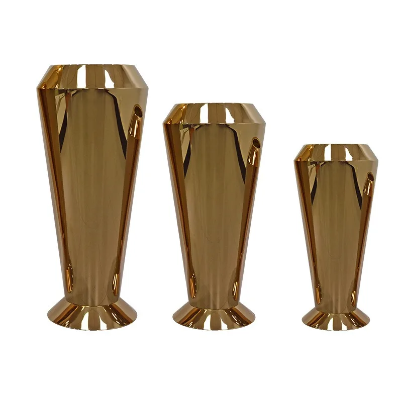 4 أحجام من 201 مزارعي دائري داخلي وخارجي من الفولاذ المقاوم للصدأ مع صندوق زهور على الطراز الأوروبي باللون الذهبي والفضي المصقول