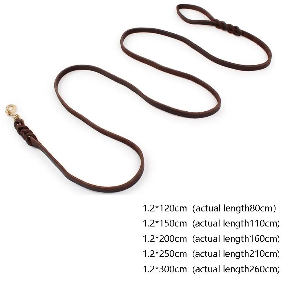 With Copper Hook Leather Braided Dog Leash Pet Products Long Soft Dog Traction Rope Durable Brown Medium Large Pet