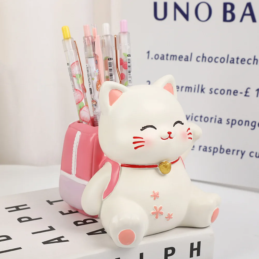 

Creative and cute bear,animal sculpture resin pen holder back to school desktop decoration,large storage container,student gifts