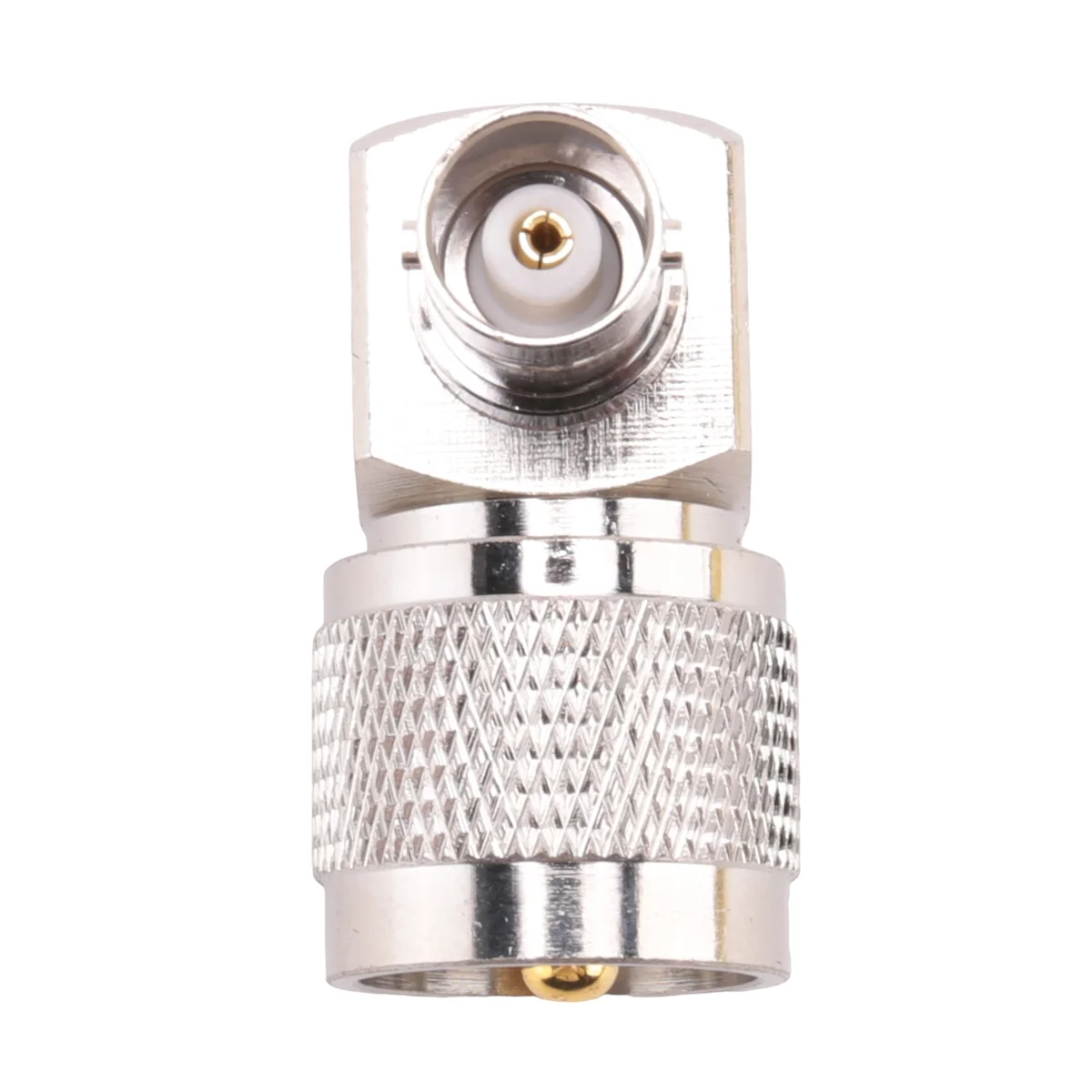 Uhf Pl259 PL-259 Man Naar Bnc Vrouwelijke Haakse Rf Adapter Connector, Zilver