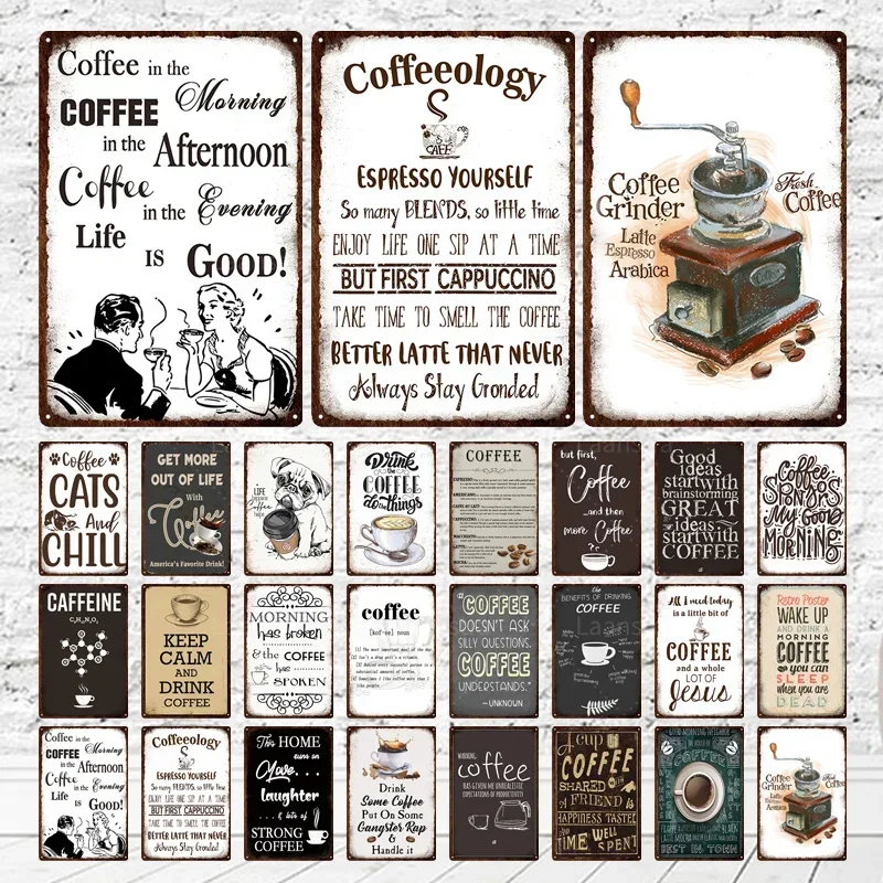 Kaffee Vintage Zinn Zeichen Retro Metall Zeichen dekorative Plakette Retro Poster Platte Cafe Küche