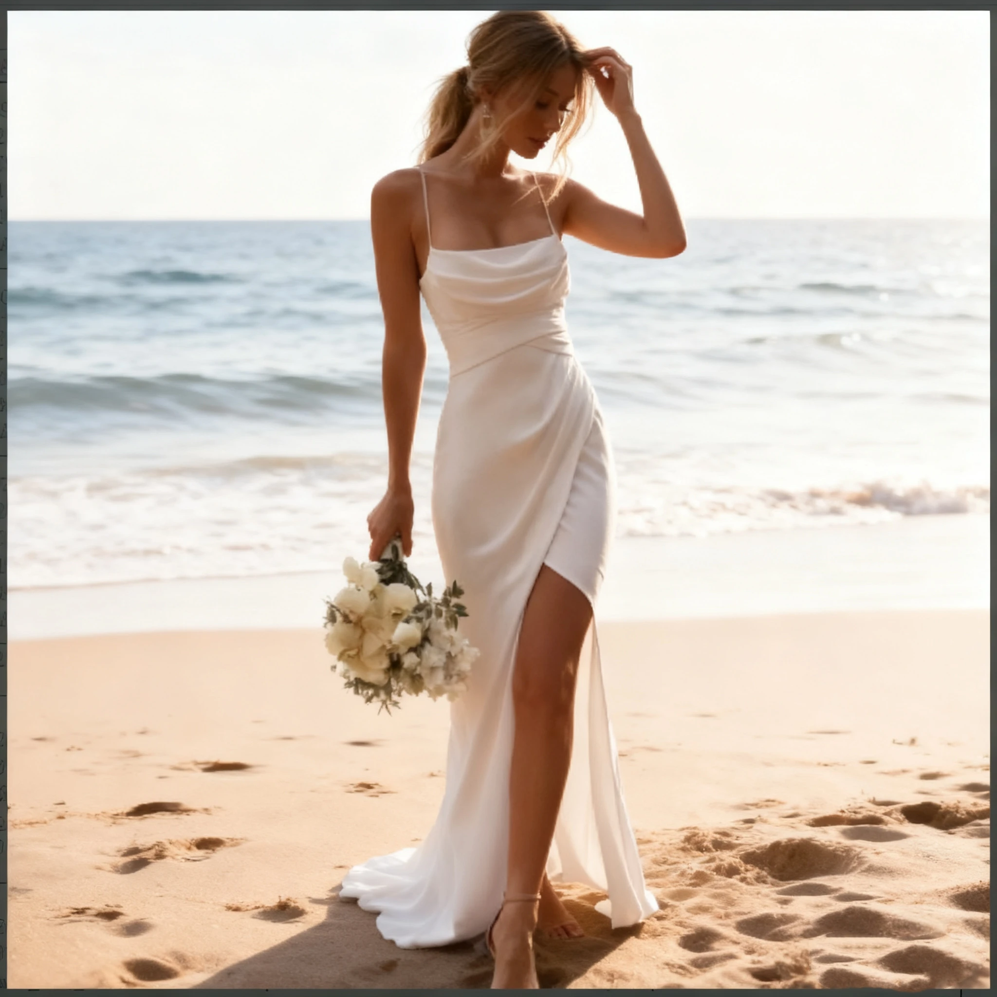 تخصيص بسيط حورية البحر فستان الزفاف الأبيض السباغيتي الأشرطة عالية الشق الساتان عارية الذراعين عادي فستان زفاف سويب تراين Vestidos