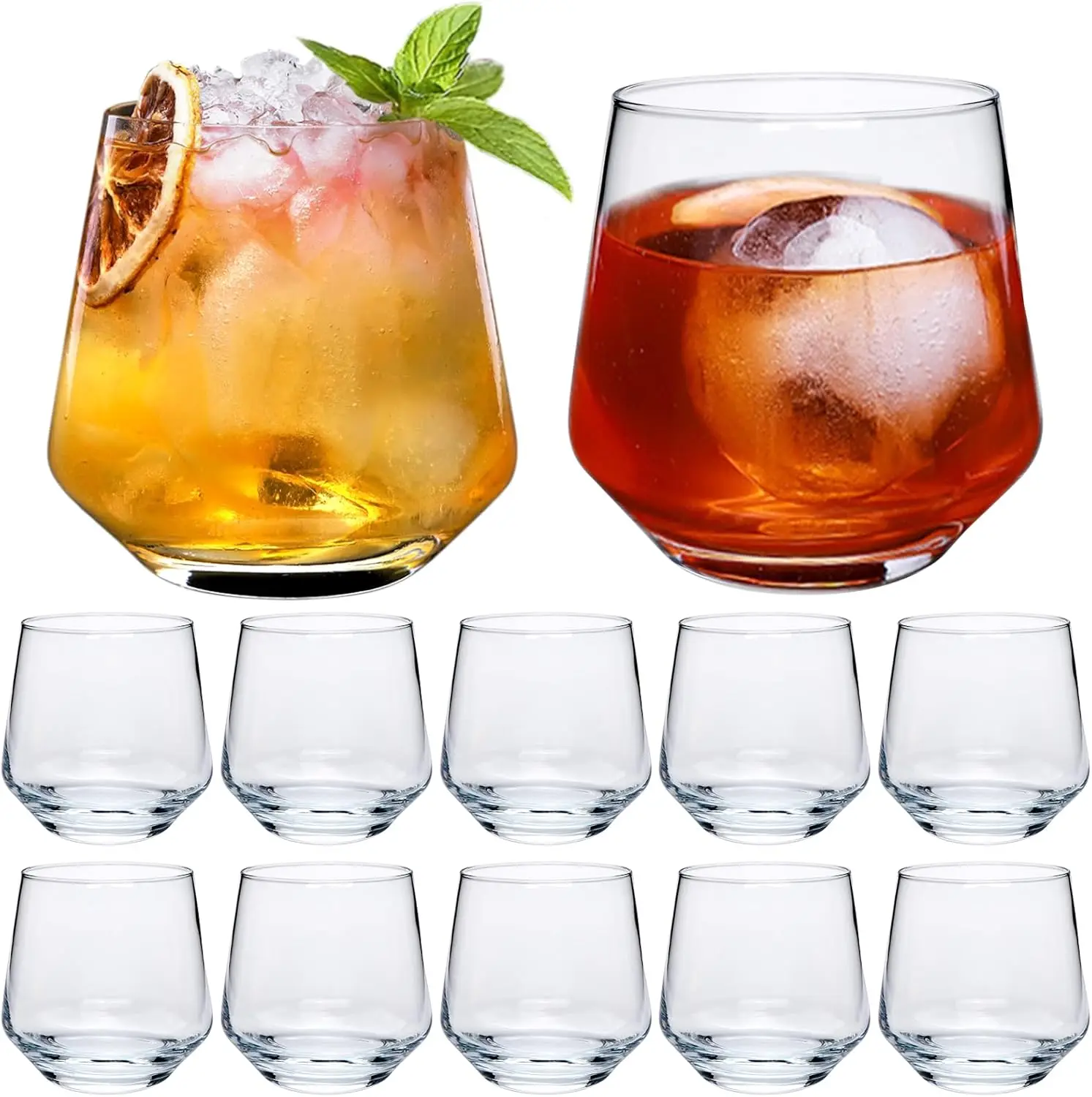 

Wine Glasses Set of 12, 13 oz Heavy Base Glasses Drinking Glasses for Scotch, Cocktail, Whiskey and Juice, Dishwasher Sa