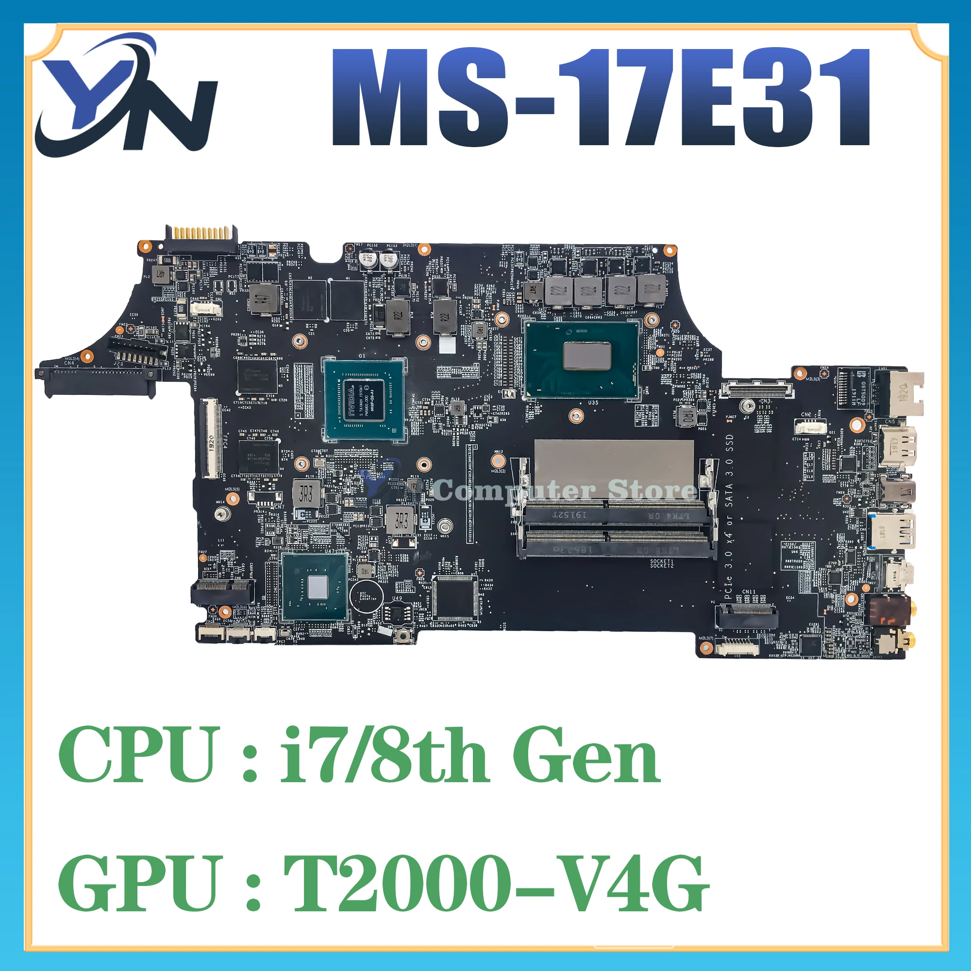 

MS-17E31 Laptop Motherboard For MSI MS-17E MS-17E3 WE75 Notebook Mainboard With i7-8850H T2000/V4G 100% Test OK