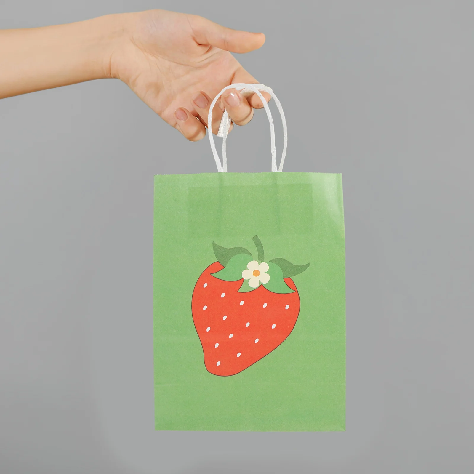 12 Pcs Cute Strawberry Tote Snack Gift Paper Bags Party Favors Birthday Holiday Kids Gathering Reusable Packaging Fruit