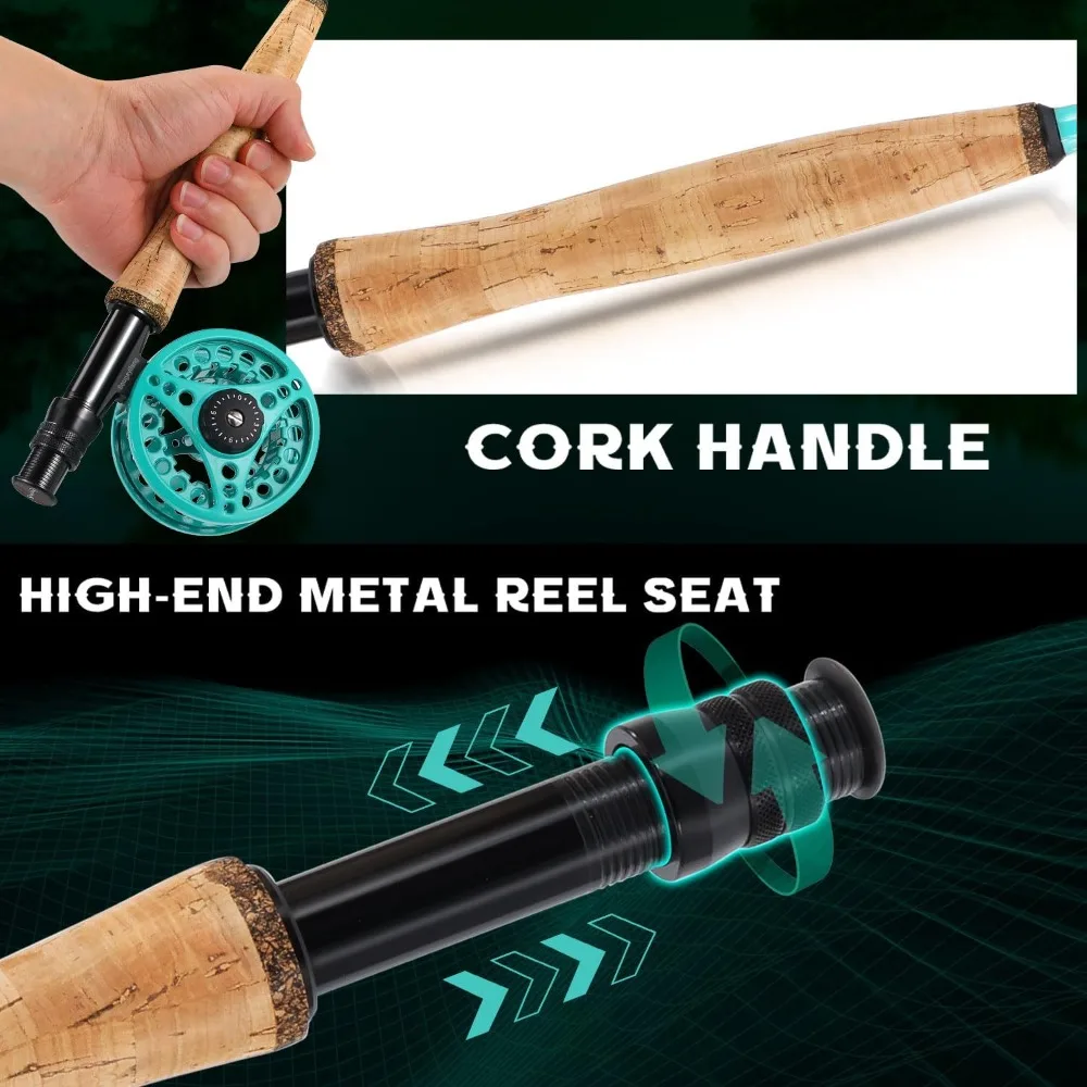 

Fly Fishing Combo, 4 Piece Fly Rod and CNC Machined Aluminum Alloy Reel Complete Starter Package with Rod Bag
