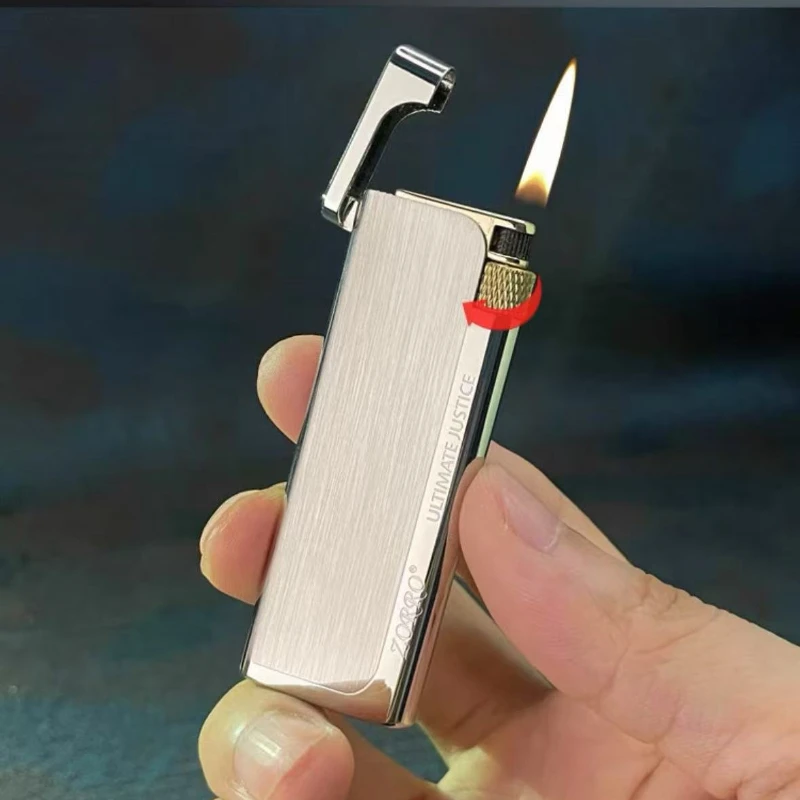 Zorro 688 Metal Zinc Alloy Ultra-thin Fine Grinding Side Skateboard Pure Copper Butane Gas Lighter Smoking Accessories Gadget