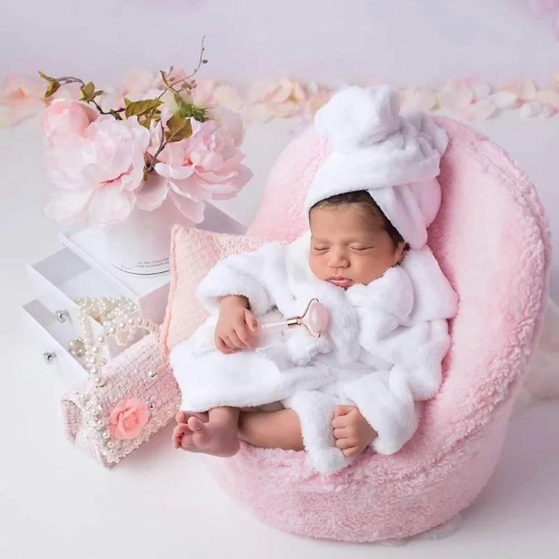 

F62D Soft & Comfortable Bathrobe Newborn Photography Props Adjustable for Babies