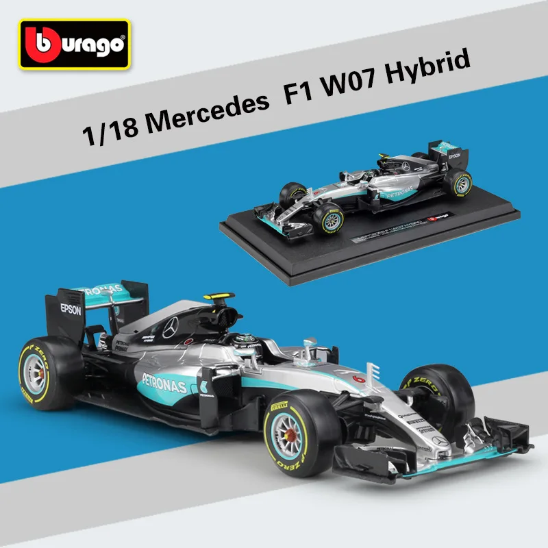 Bburago 1:18 Mercedes Benz F1 W07 Hybrid Formula One Model Car Metal F1 Car Racing Scale Simulator Diecast Alloy Toy Car B214