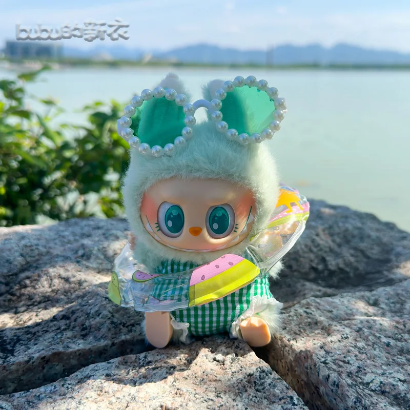 Labubu V2 V3 코튼 인형 Bjd 수영복 안경 비치 다이빙 서핑 보드 밀짚 가방 용 Ropa 용 인형 의류 복장 액세서리