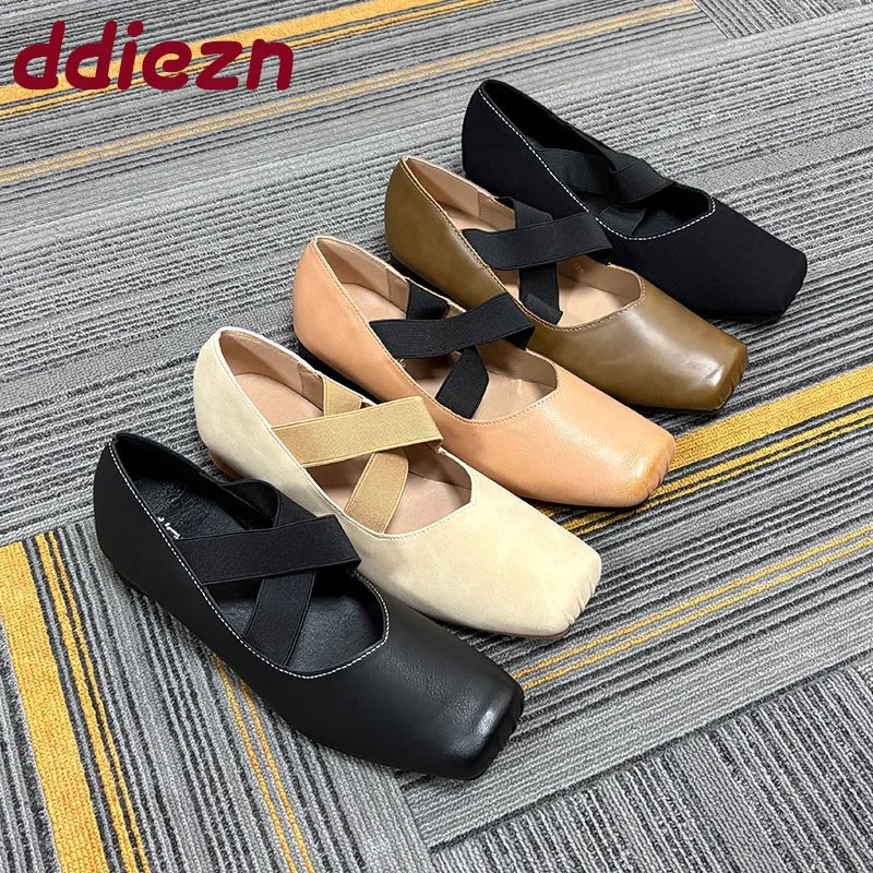 Fashion Elastic Band Footwear Low Heel Ballet Flats Shoes For Women Soft Female Shallow Ladies Heeled Pumps Slip On Shoes