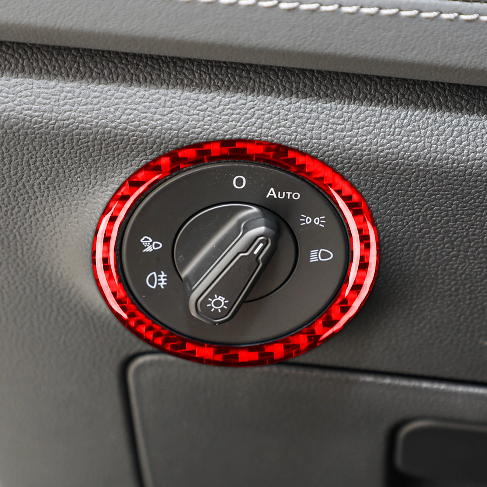 For Volkswagen Sagitar 2019-2023 Carbon Fiber Car Interior Accessories Decorative Stickers Headlight Switch Outer Ring Button
