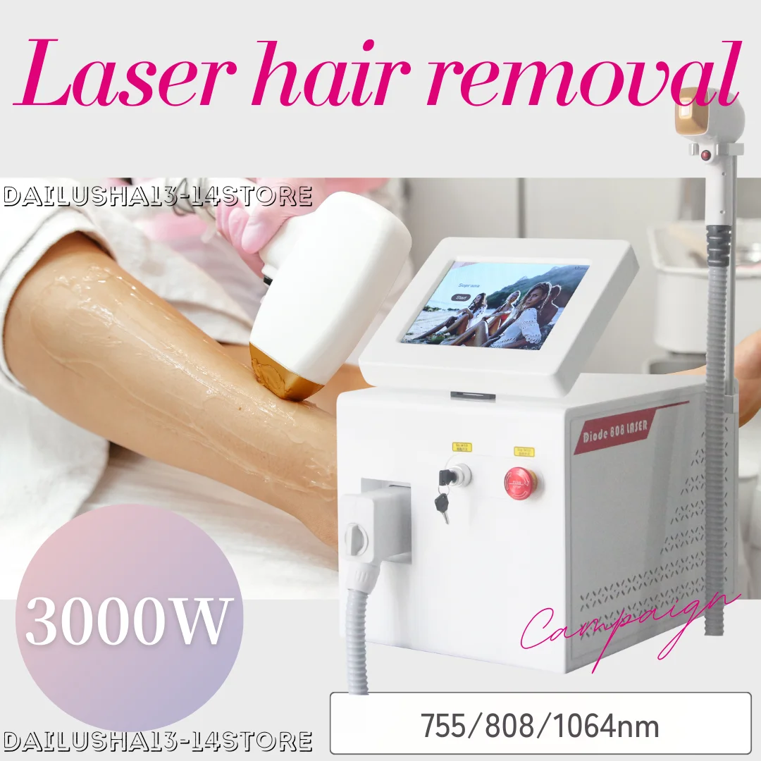 Laser Permanent Hair Removal Machine Diode Nd YAG Laser Epilator 3000w Painless 755 808 1064nm Ice Point Hair Removal