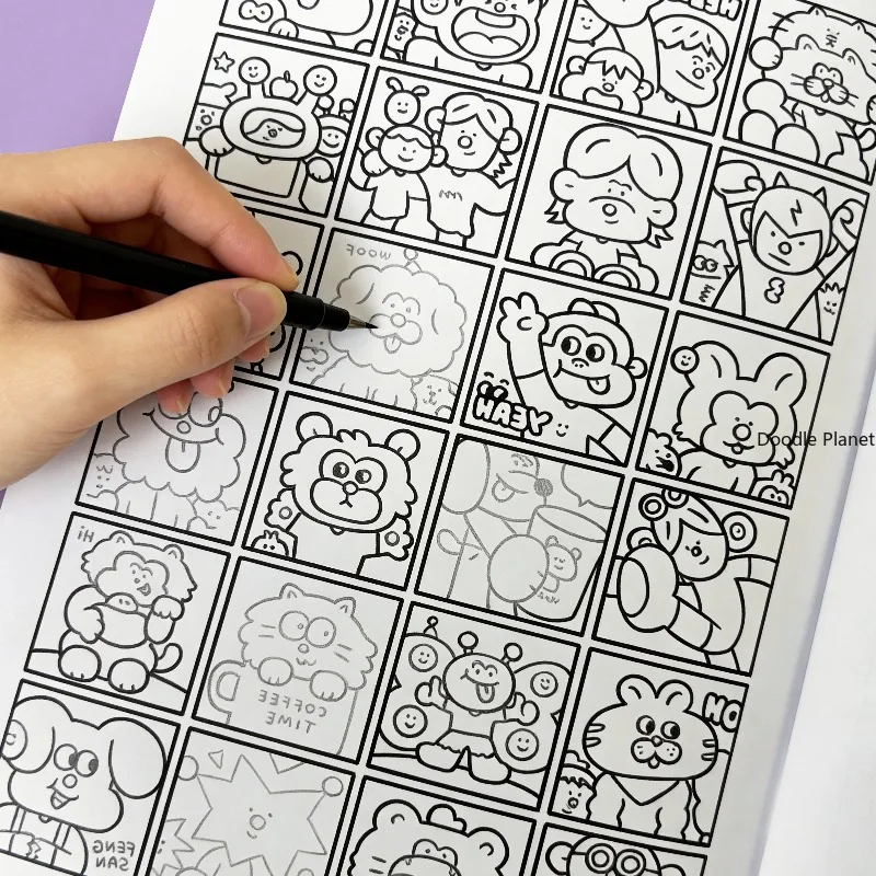 An Adult Decompression Line Drawing, Graffiti Art Book with Monster/funny/character Themes, Creative Coloring Album, 28 Patterns