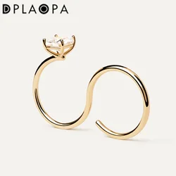 DPLAOPA 100% 925 Sterling Silver Two Finger Geometric regolabile Slim Women Ring 2024 Luxury Fine Jewelry Rock Punk Jewels