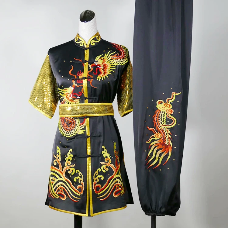 

Custom Tailored Kung Fu Long Fist and Tai Chi Martial Arts Uniform for Competition Embroidered Dragon Clothes