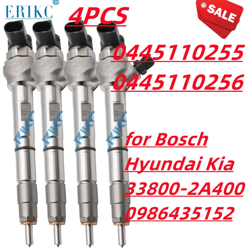 4PC 0445110255 0445110256 Diesel Fuel Nozzle Injector 0 445 110 255, 0 445 110 256 for Bosch Hyundai Kia 33800-2A400 0986435152