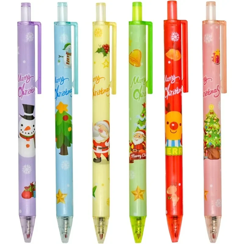 24pcs Christmas cartoon telescopic Christmas elements snowman elk Christmas tree gel pen for the elderly school party office pen