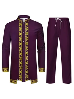 Moyen-Orient Culture Traditionnelle Robe Musulmane Arabe Hommes Vêtements Traditionnels 3D Technologie Imprimé Motif Deux Pièces Ensemble Vêtements