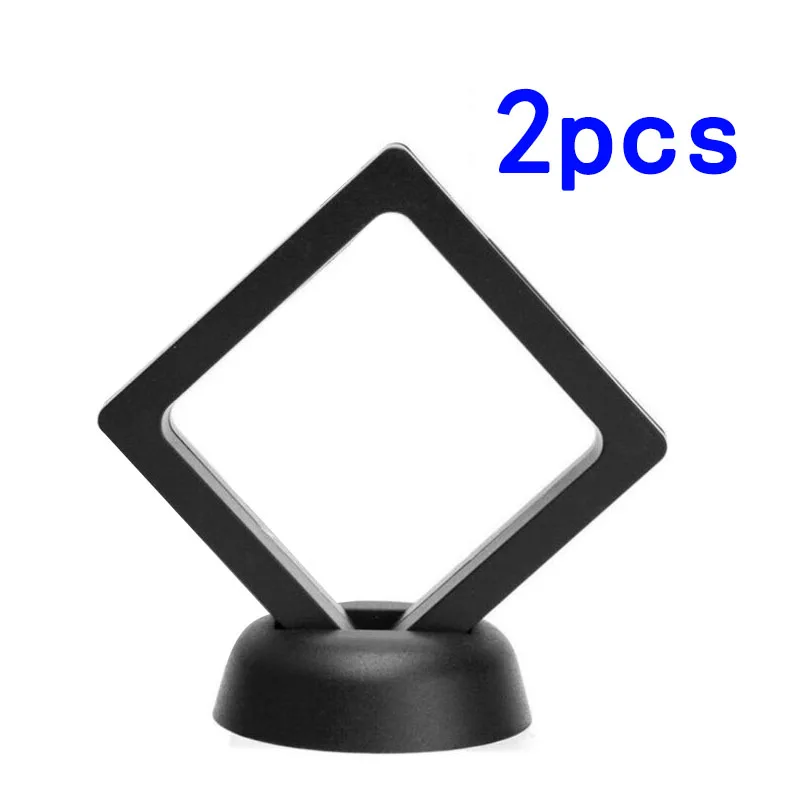 2pcs Coin Frame Penny 90*90mm Decoration Black 3D Floating Display Holder Box Case Stand Square Collection Protection