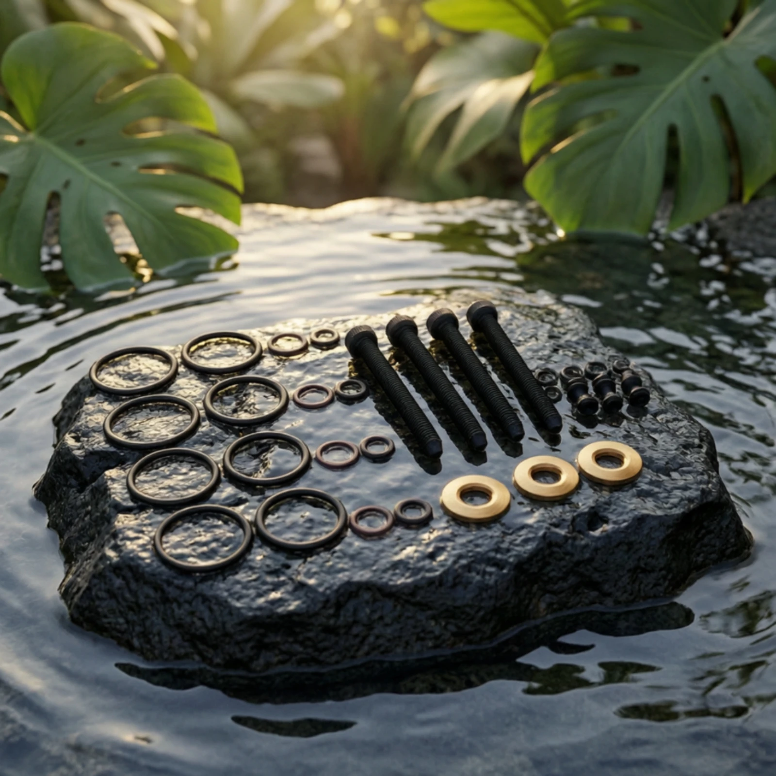 Injector Seal Kit with Bolts Compatible Fuel Injector Seal Kit High Temperature Heat Resistant for Mechanics, Garage