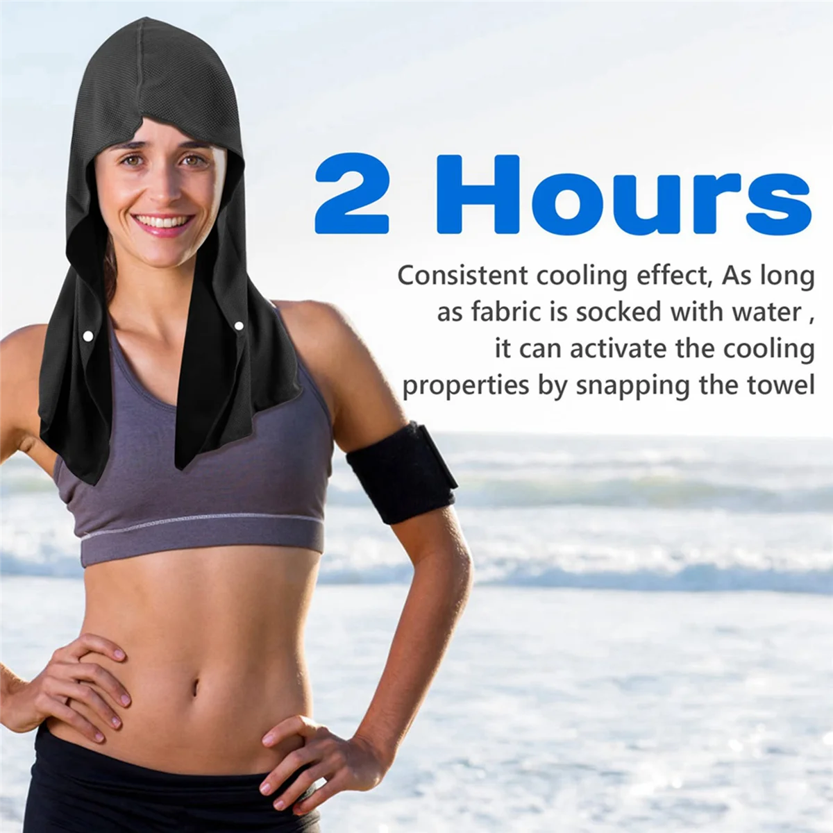 A72Z 2X Cooling Hoodie Handdoek, Cooling Handdoeken voor nek en gezicht, voor sauna Yoga Camping Workout Zwart