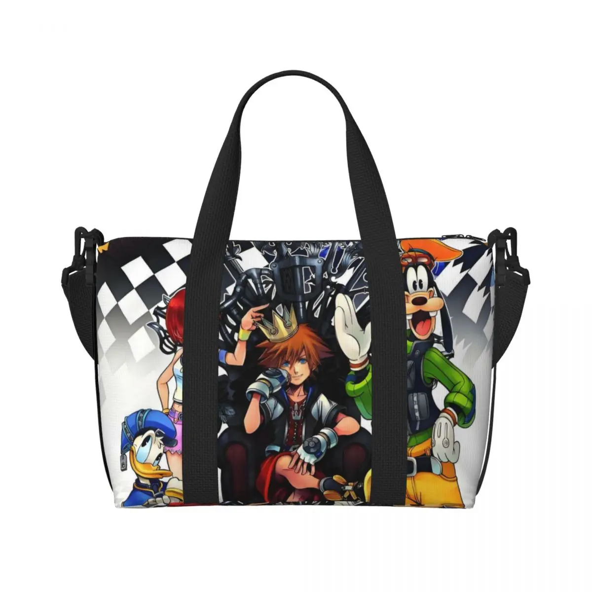 

Пляжная большая сумка в стиле аниме «Королевские сердечки» на заказ, женская очень большая спортивная сумка для ручной клади с героями мультфильмов Kawaii, дорожные сумки для покупок