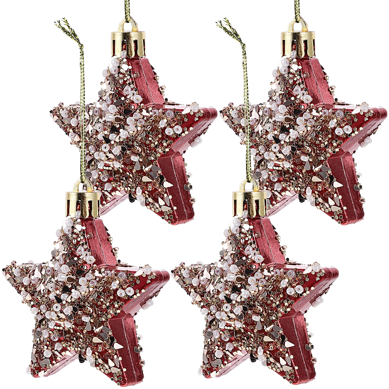 

4pcs Pendants Star Tree Ornaments Hanging Decorations Plastic Christmas Hanging Decors Christmas Tree Pendants