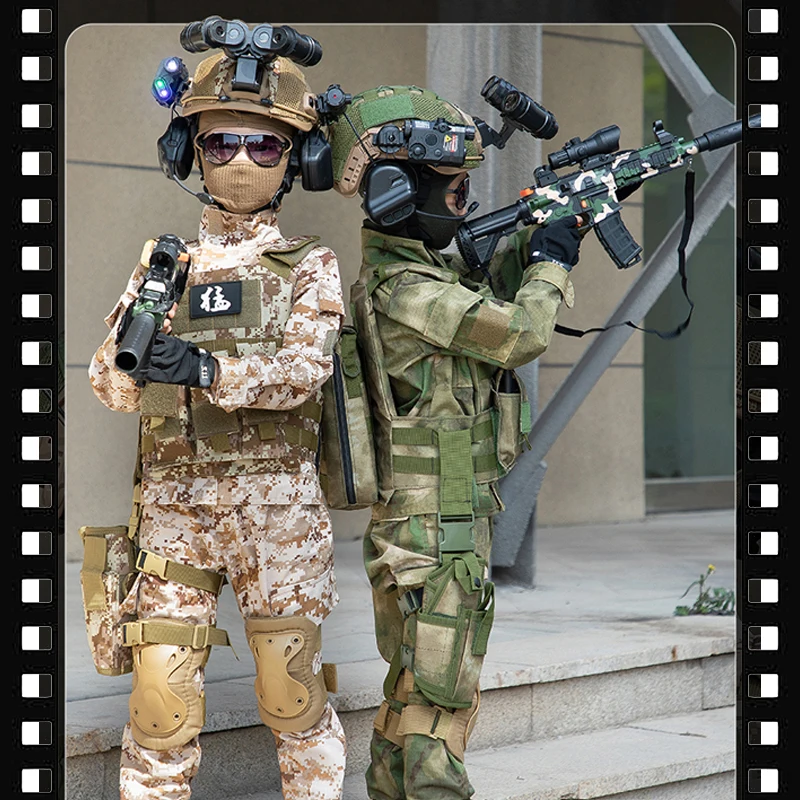 Soldier Outfit for Kids Army Suit Kid Size 11 Year Old Boy Special Forces Costume for Kids Camouflage Kind Leger Outdoor Combat