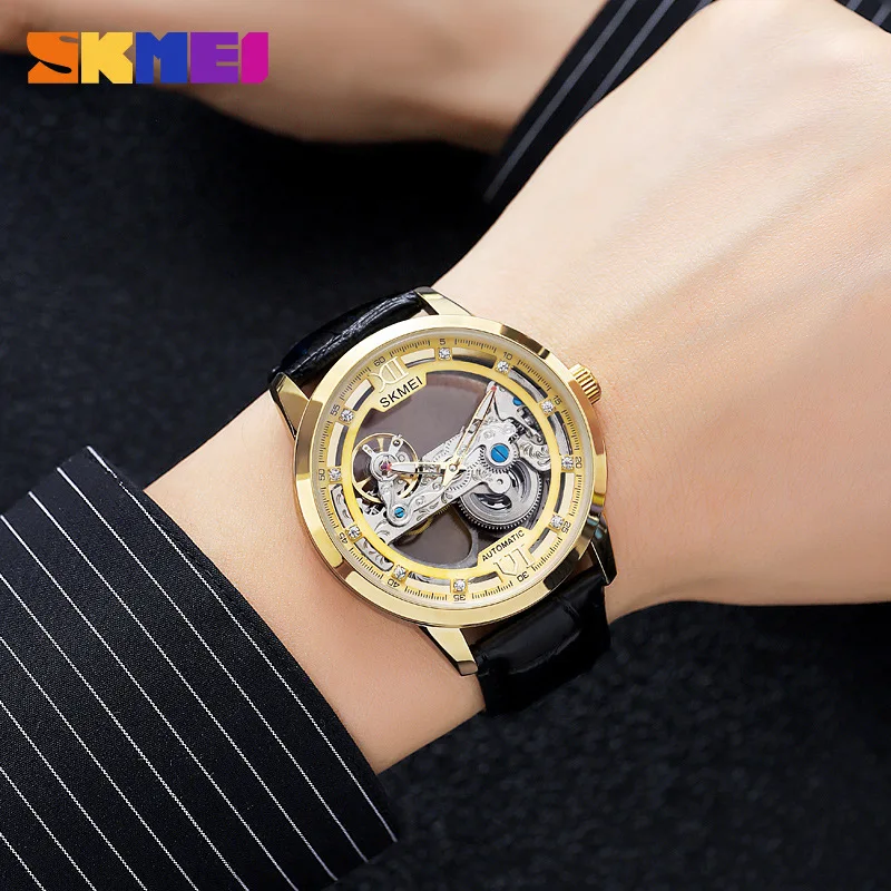 Skmei Fashion Hollowed-out Men\'s Mechanical Watch Simple Classic Style New Waterproof Trend Men\'s Watch Light Luxury