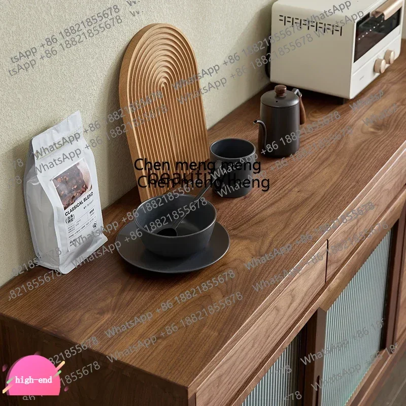 

C North merican black walnut dining side cabinet, modern simple Changhong glass storage, Nordic solid wood tea cabinet AB