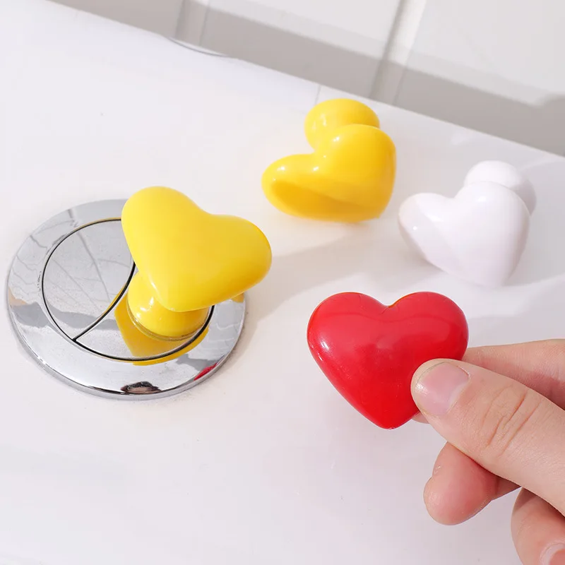 5PCS Toilet Press Button Heart Shaped Presser Tank Push Switch Toilet Bathing Room Decor Bathroom Water Press Flush Button Tools