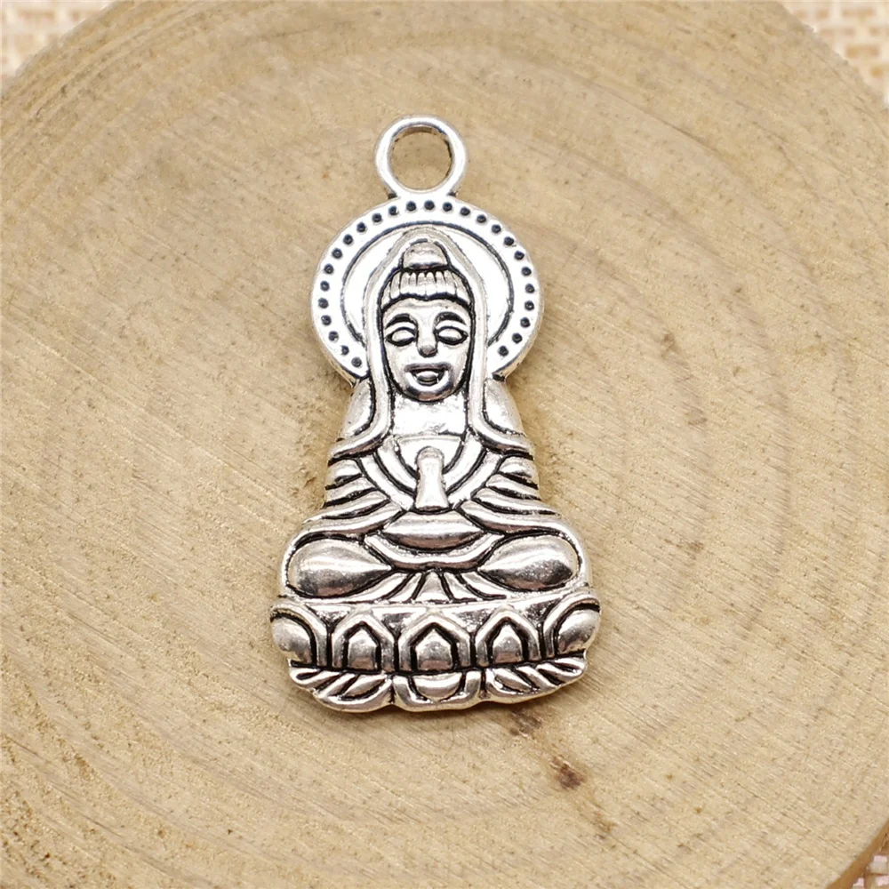 5pcs 34x18mm Double Sided Goddess Of Mercy Charms For Jewelry Making Antique Silver Color Antique Bronze Color