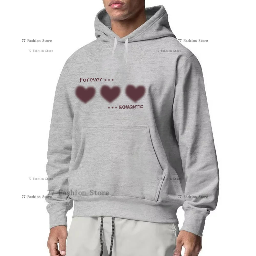 Forever Romantic love Print Graphic Men Hoodies Sweatshirts Fashion Casual Hip Hop Mens Oversized Hoodie Streetwear Clothing Top