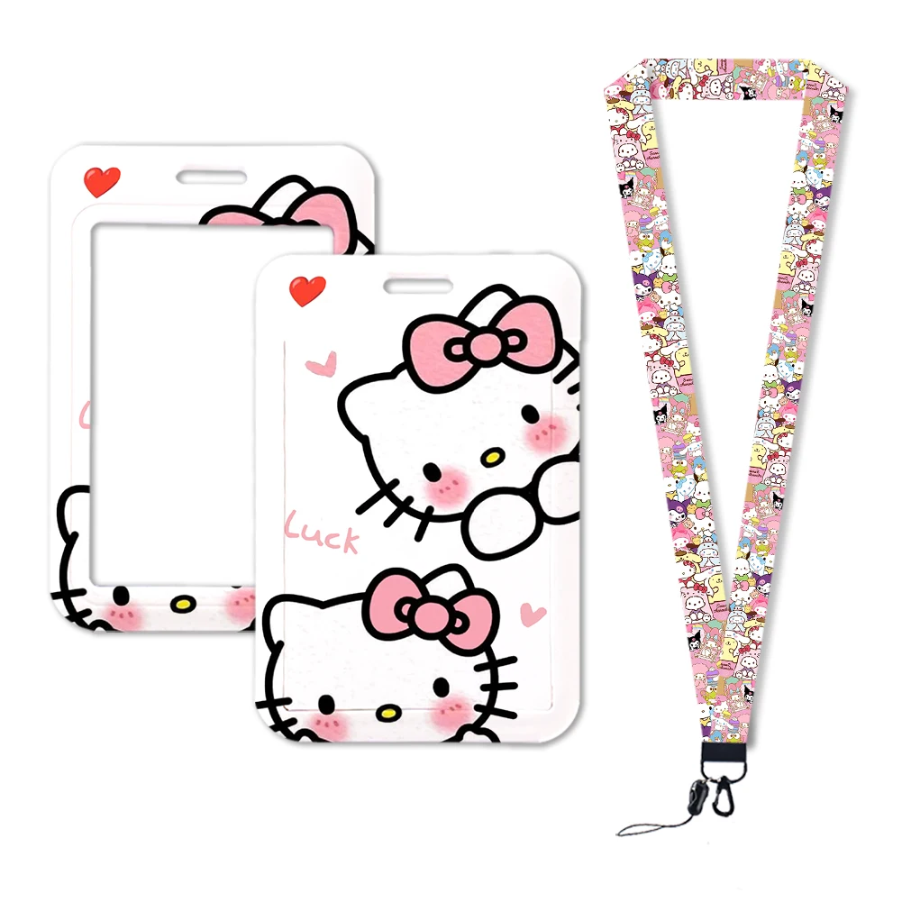 W Sanrio Hello Kitty porta carte Anime figure Kuromi Cinnamoroll My Melody Cute Bank ID Card zainetto decorazione regali