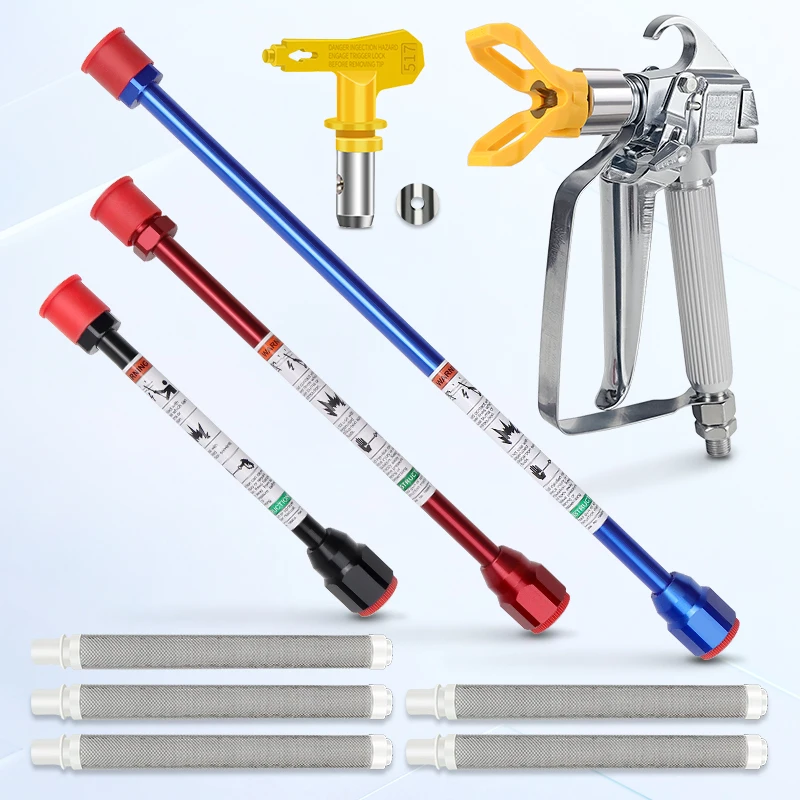 3600PSI Airless Paint Spray Gun Kit 20/30/50cm Extension Pole 517 Tip Filter Screen For Wall Ceiling Painting