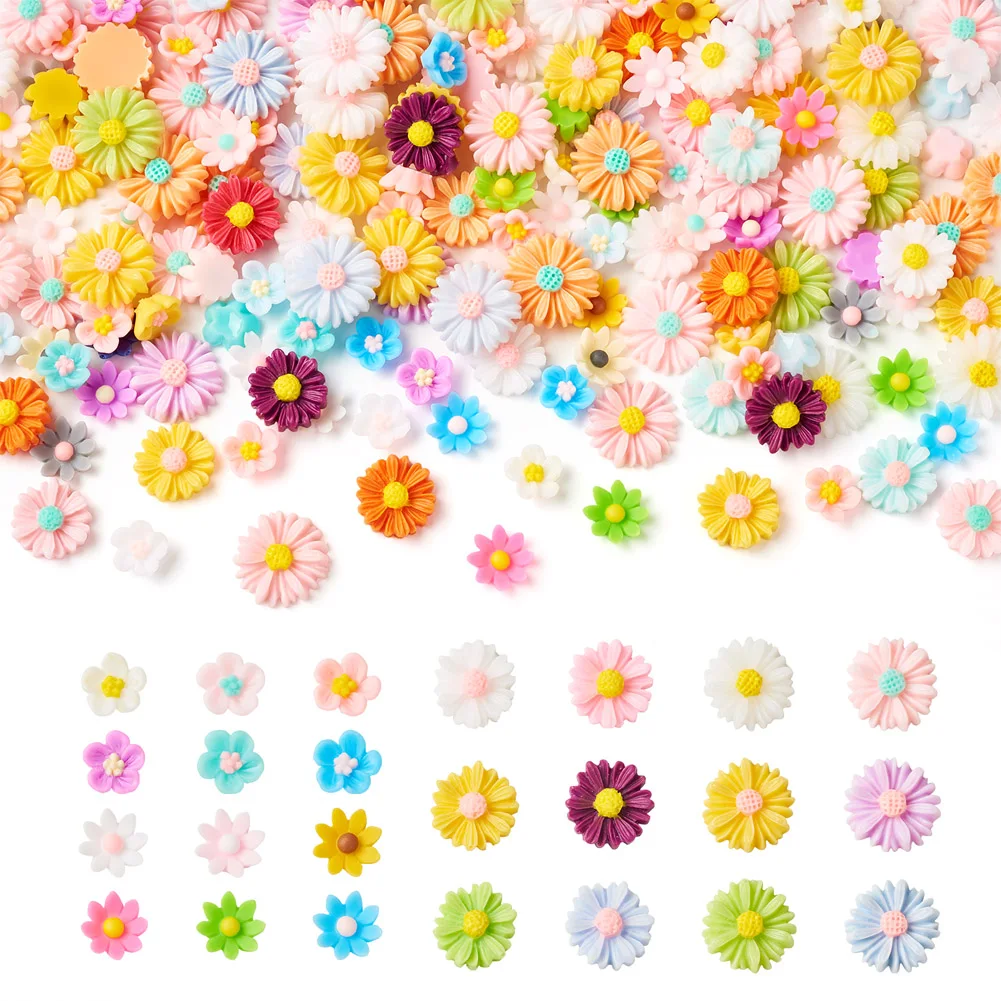 

1 Set Luminous Resin Flower Cabochons Daisy Rose Flower Flat Back Charms Cabochon for DIY Phone Scrapbook Decor Crafts Making