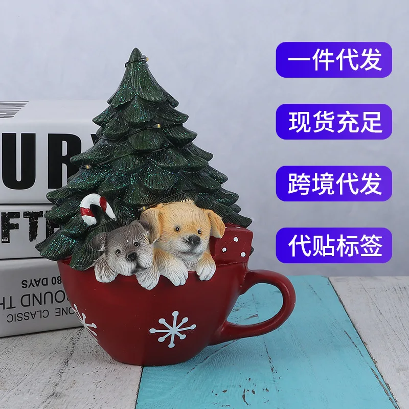 [Special offer] Cross-border Christmas luminous animal creative resin handicraft home desktop