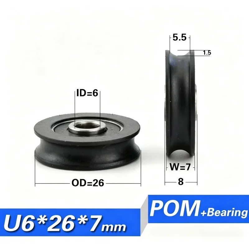 20 Stück U-Nut POM-Rollenrad 608 Nicht-Standard-Kugellager mit höherem Innenring 20-45mm Schiebefenster-Türrolle – Detail 11