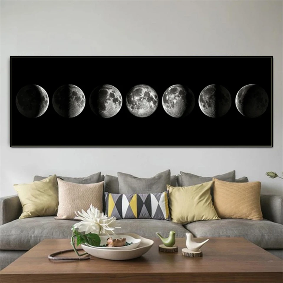 Large 5D Moon Phase Diy Diamond Painting Landscapes Full Rhinestone Diamond Embroidery Mosaic Cross Stitch Needlework Home Decor