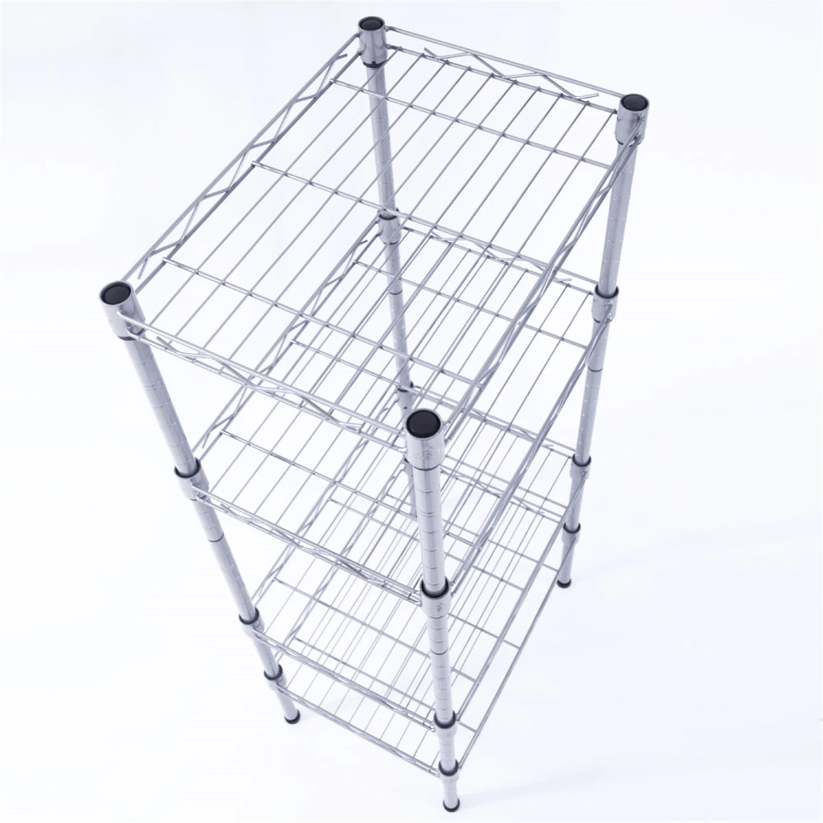 Rectangle Carbon Steel Metal Assembly 4-Shelf Storage Rack Silver Gray