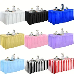 Party Table Skirt Party Wedding Decoration Table Skirt Peva Waterproof Oil Repellent Rectangular Table Skirt Set Tablecloth