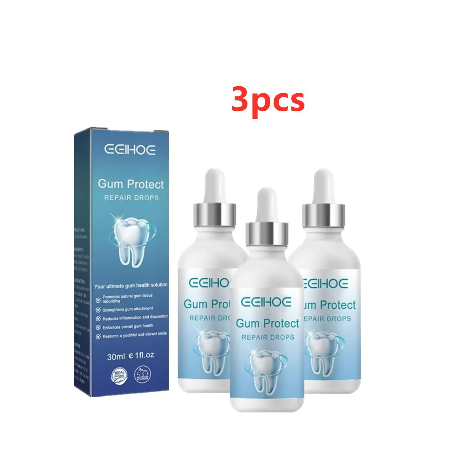 Gotas de alívio da gengiva periodontal, tratamento bucal, respiração, mau hálito, antibactérias, cuidados, dor limpa, oral, 30ml, novo, 3pcs