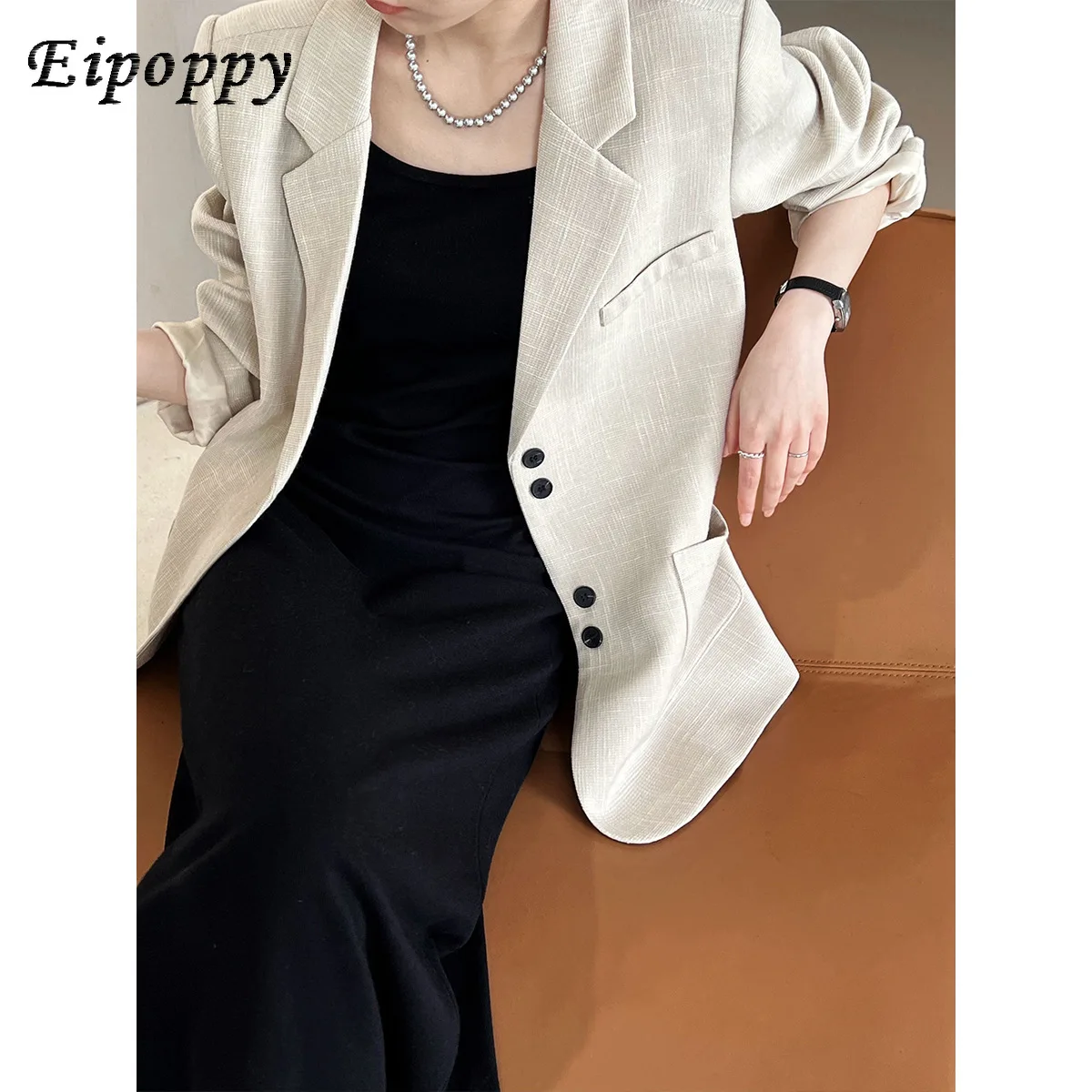 سترة بذلة نسائية منسوجة بنسيج عتيق ، على الطراز الياباني